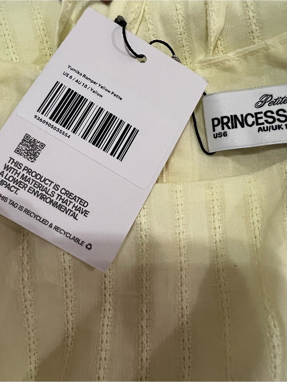 NWT Princess Polly Yellow Mini Dress Romper Size 6 Petite - Picture 5 of 7